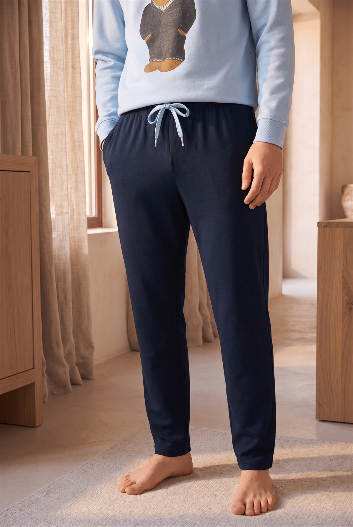 Erkek Teddy Pijama Altı Lacivert