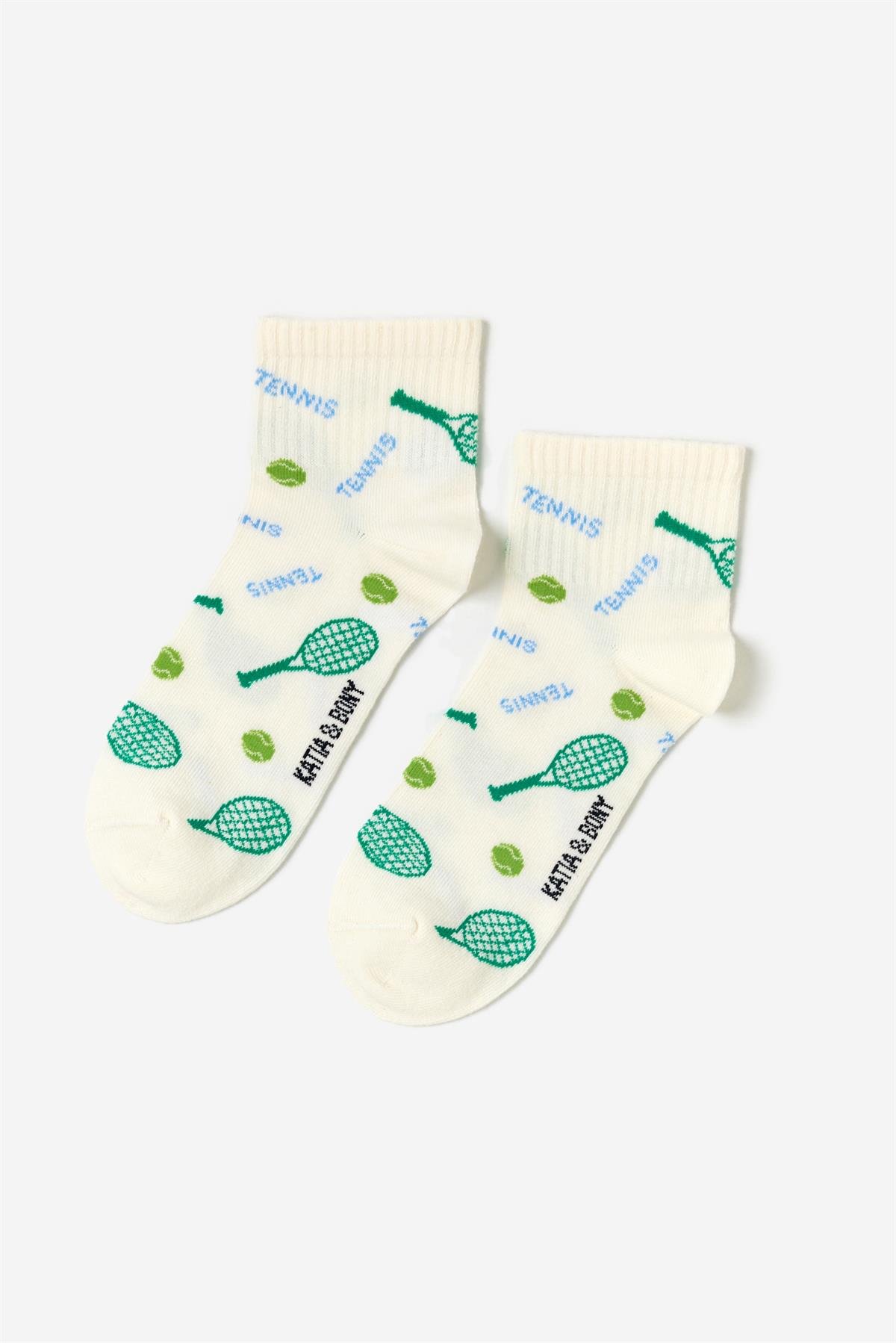 Erkek Tenis Desenli 4lü Paket Kısa Soket Çorap