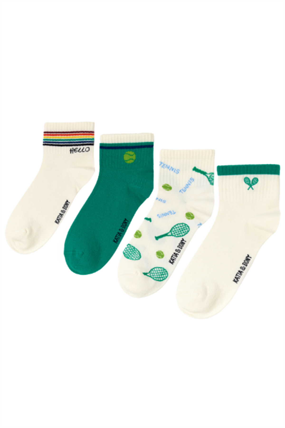 Erkek Tenis Desenli 4lü Paket Kısa Soket Çorap