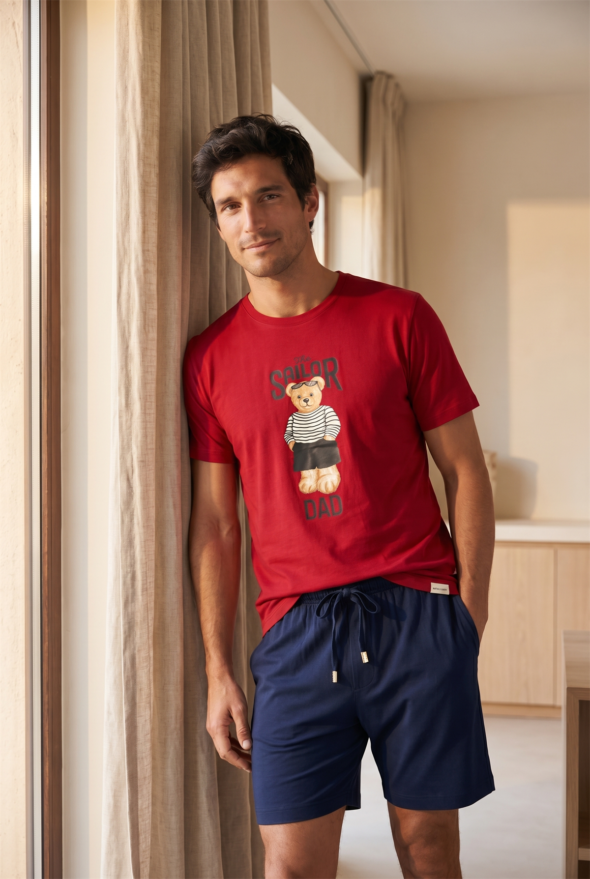 Erkek The Sailor Teddy Baskılı Kırmızı Şortlu Takım