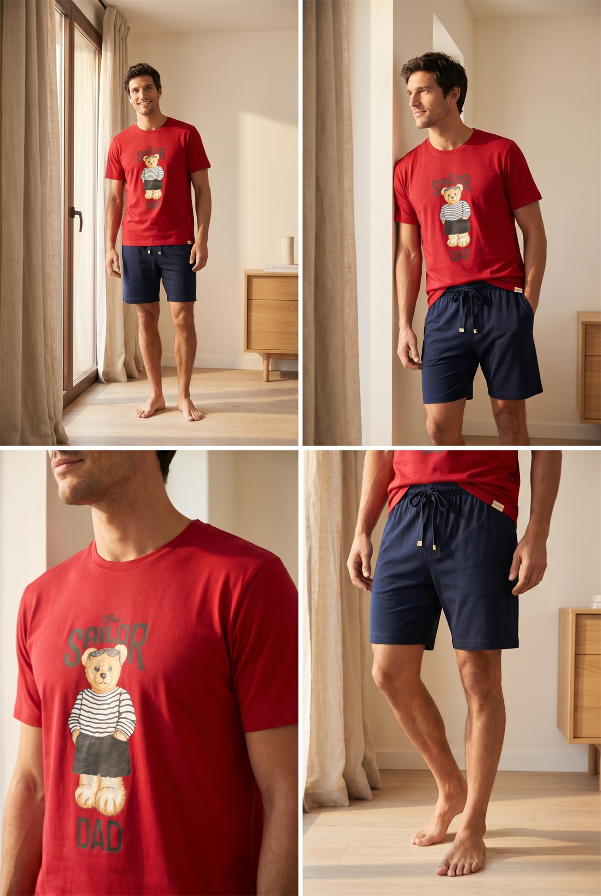 Erkek The Sailor Teddy Baskılı Kırmızı Şortlu Takım