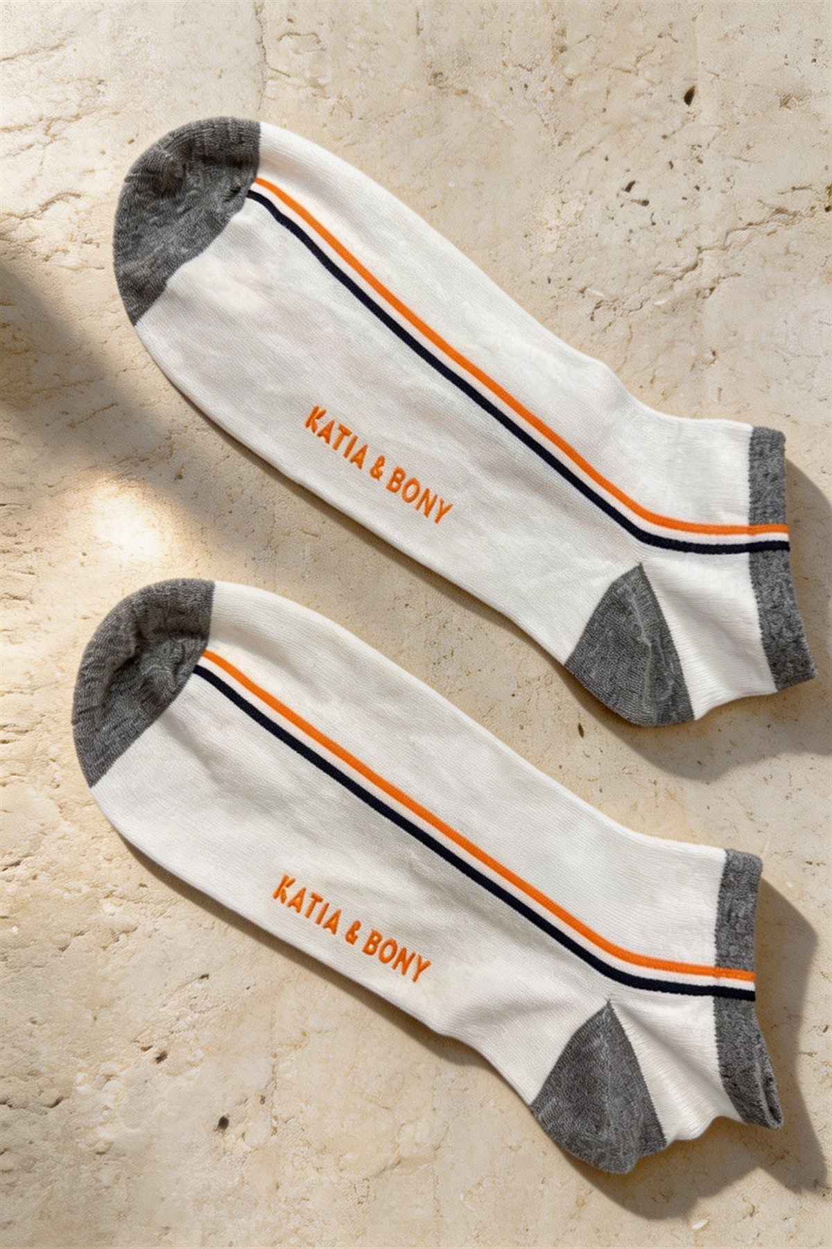 Mens Orange Color Striped Step Socks