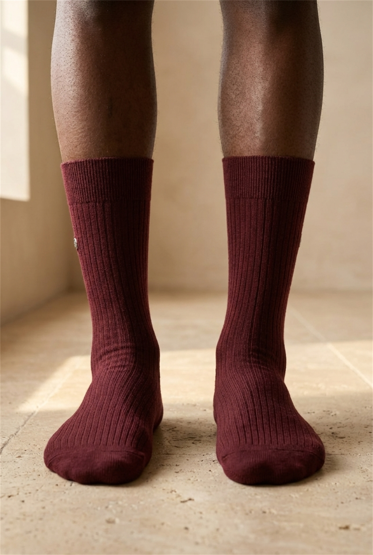 Erkek Zımbalı Derbi Soket Çorap Bordo
