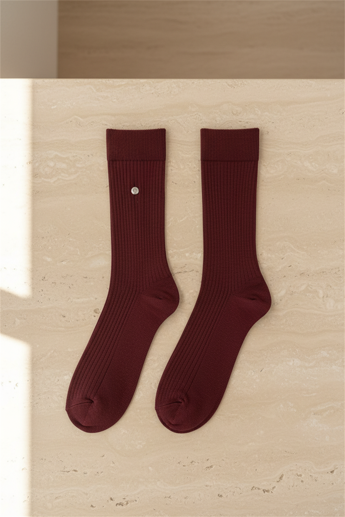 Erkek Zımbalı Derbi Soket Çorap Bordo