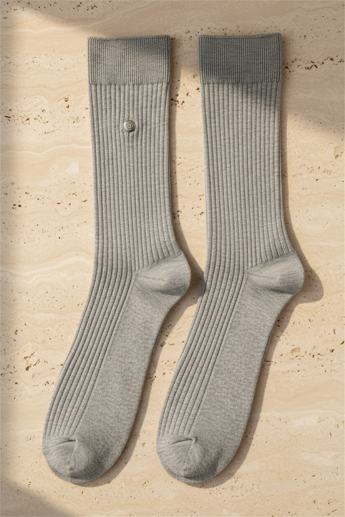 Erkek Zımbalı Derbi Soket Çorap Gri