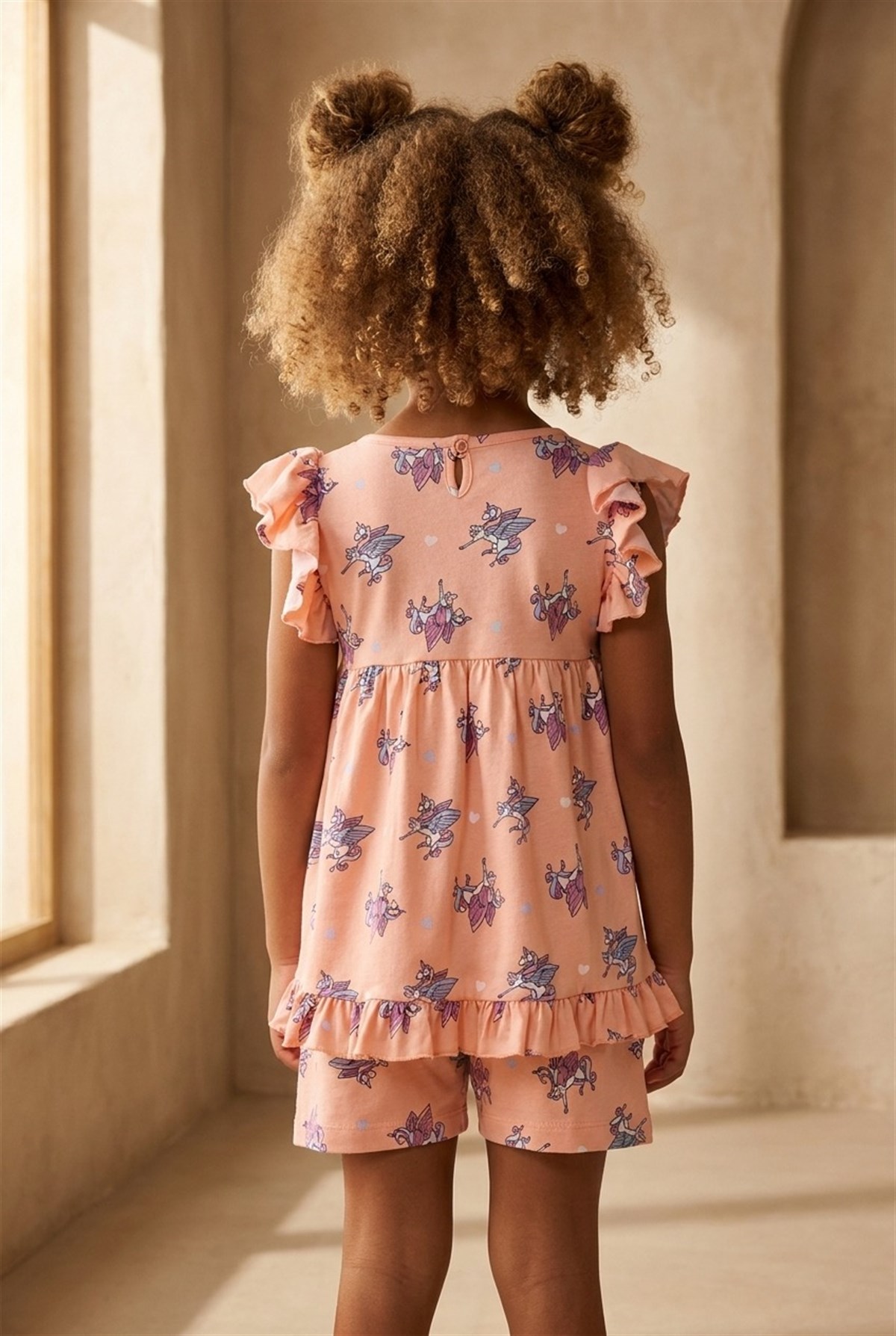 Fairytale Fırfırlı Kız Çocuk Pijama Üst Pembe