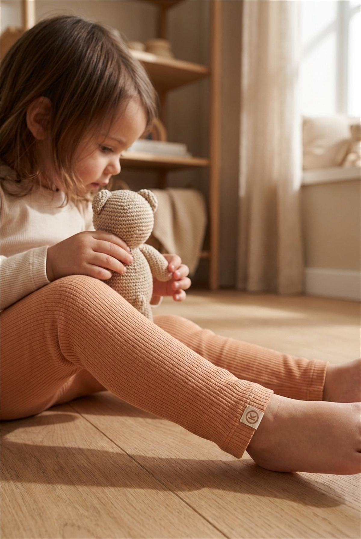Ribbed Basic Kids Tights Powder