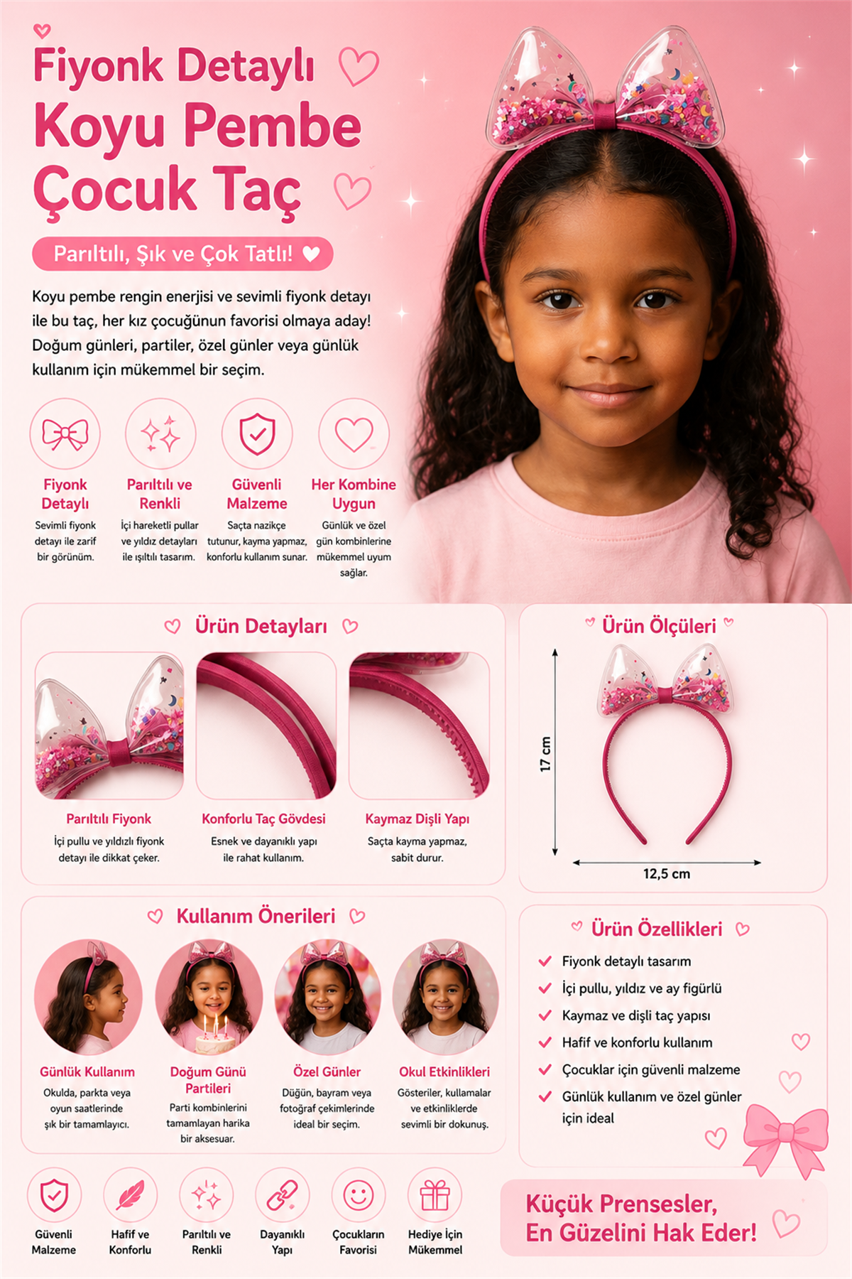22505G2255 FİYONK TAÇ-16937 Koyu Pembe
