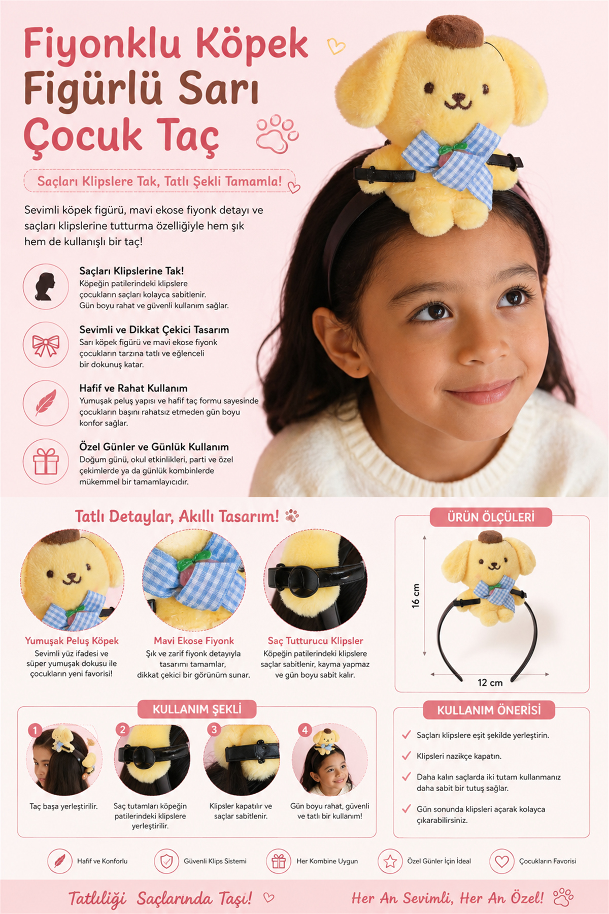 Yellow Childrens Crown With Bow And Dog Figure