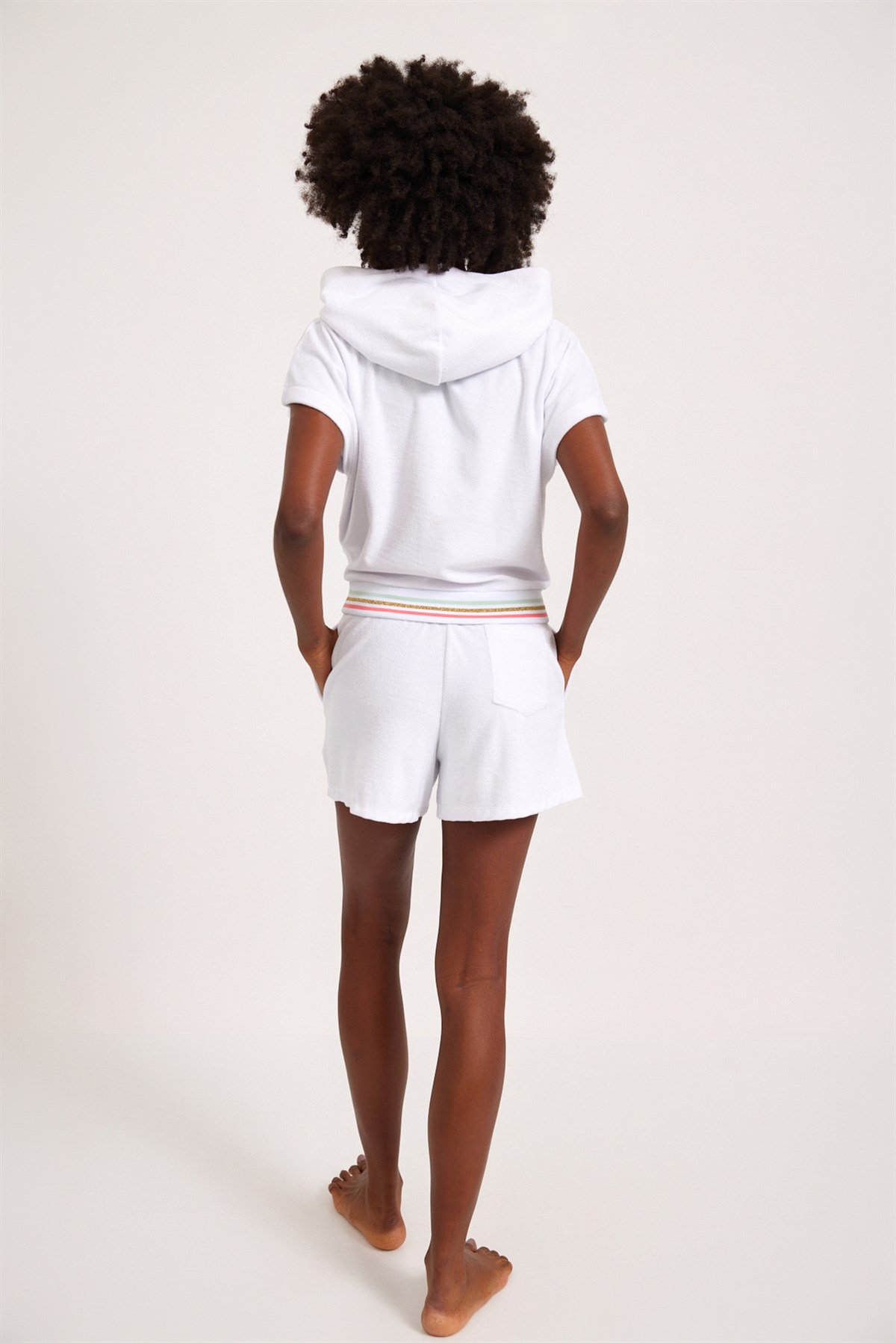 Fun Giraffe Womens Towel Shorts White