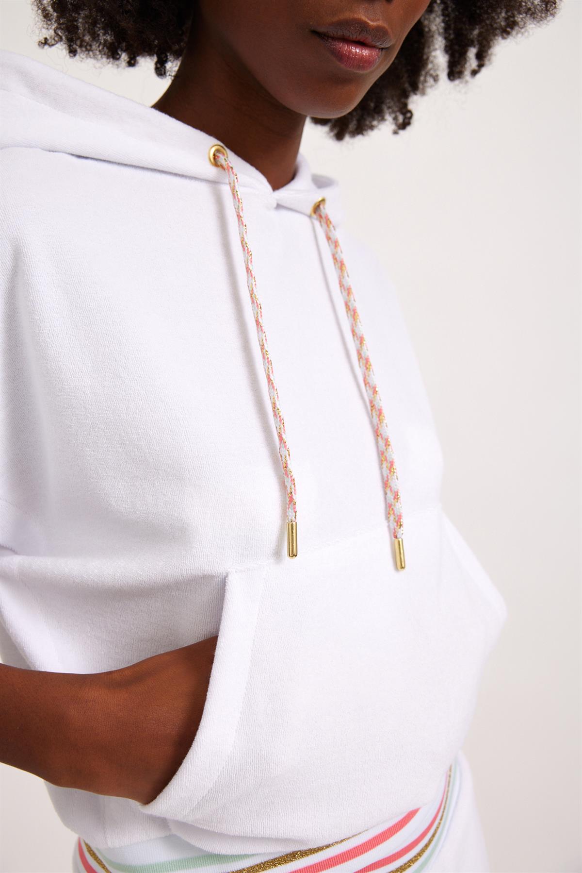 Kadın Fun Giraffe Havlu Sweatshirt Beyaz