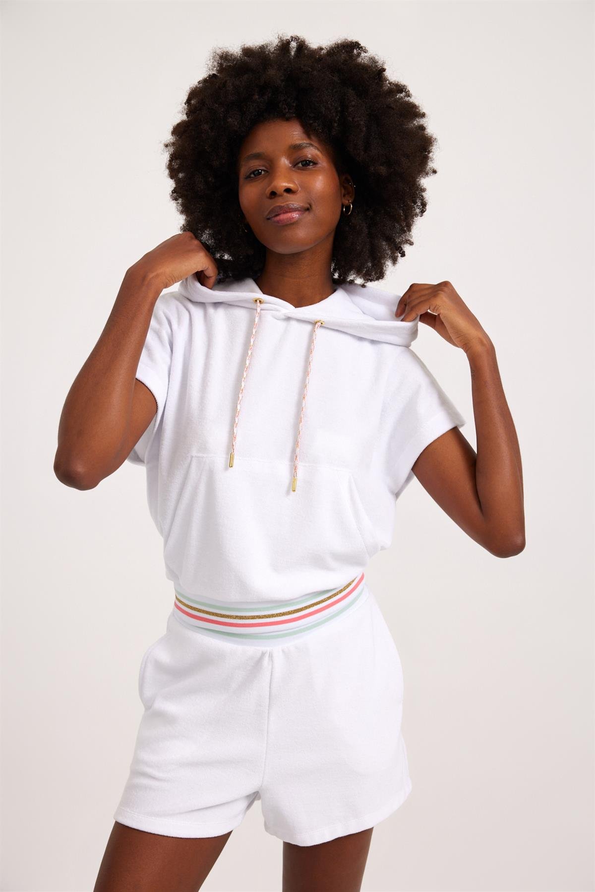 Kadın Fun Giraffe Havlu Sweatshirt Beyaz