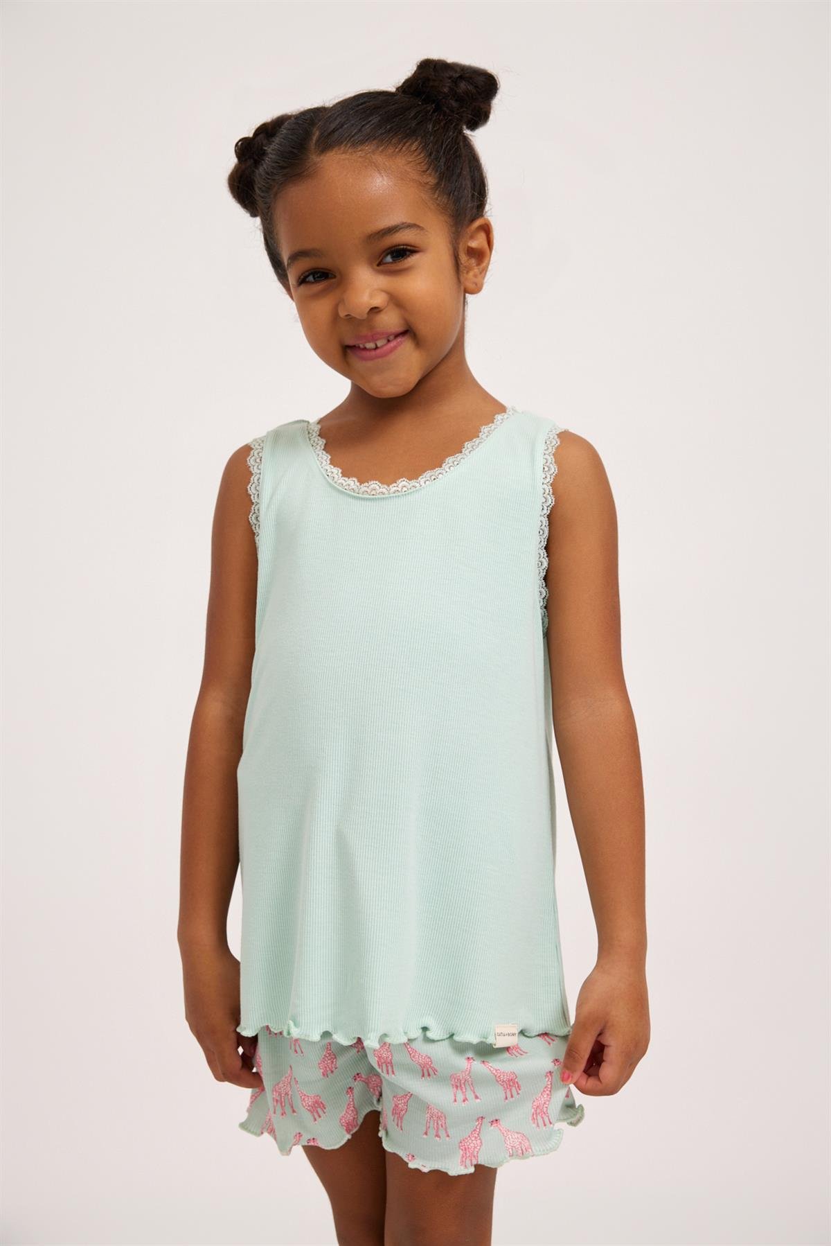 Fun Giraffe Kız Çocuk Dantelli Üst Yeşil