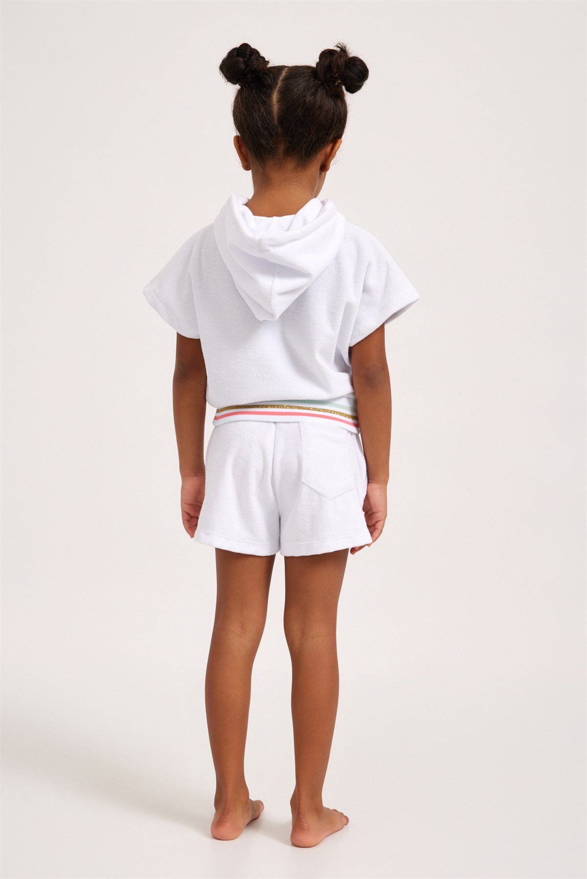 Fun Giraffe Girls Towel Shorts White