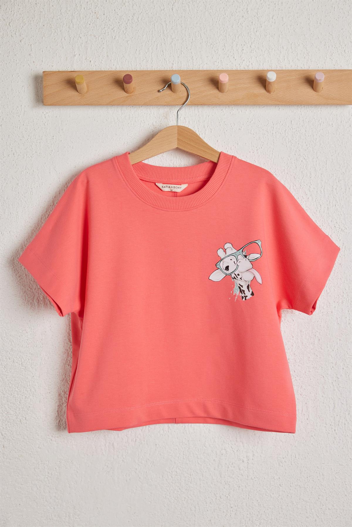 Fun Giraffe Girls T-shirt Pink