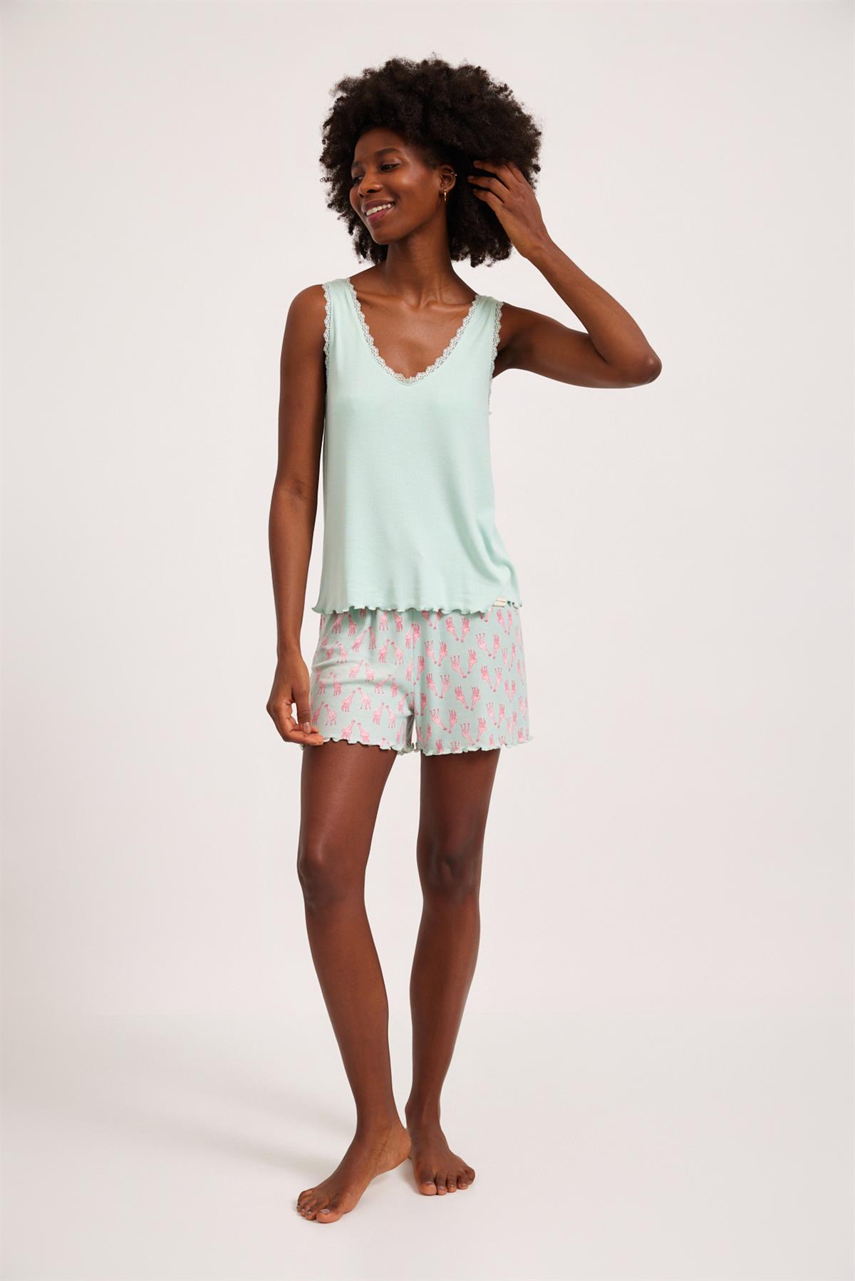 Kadın Fun Giraffe Ribli Üst Yeşil