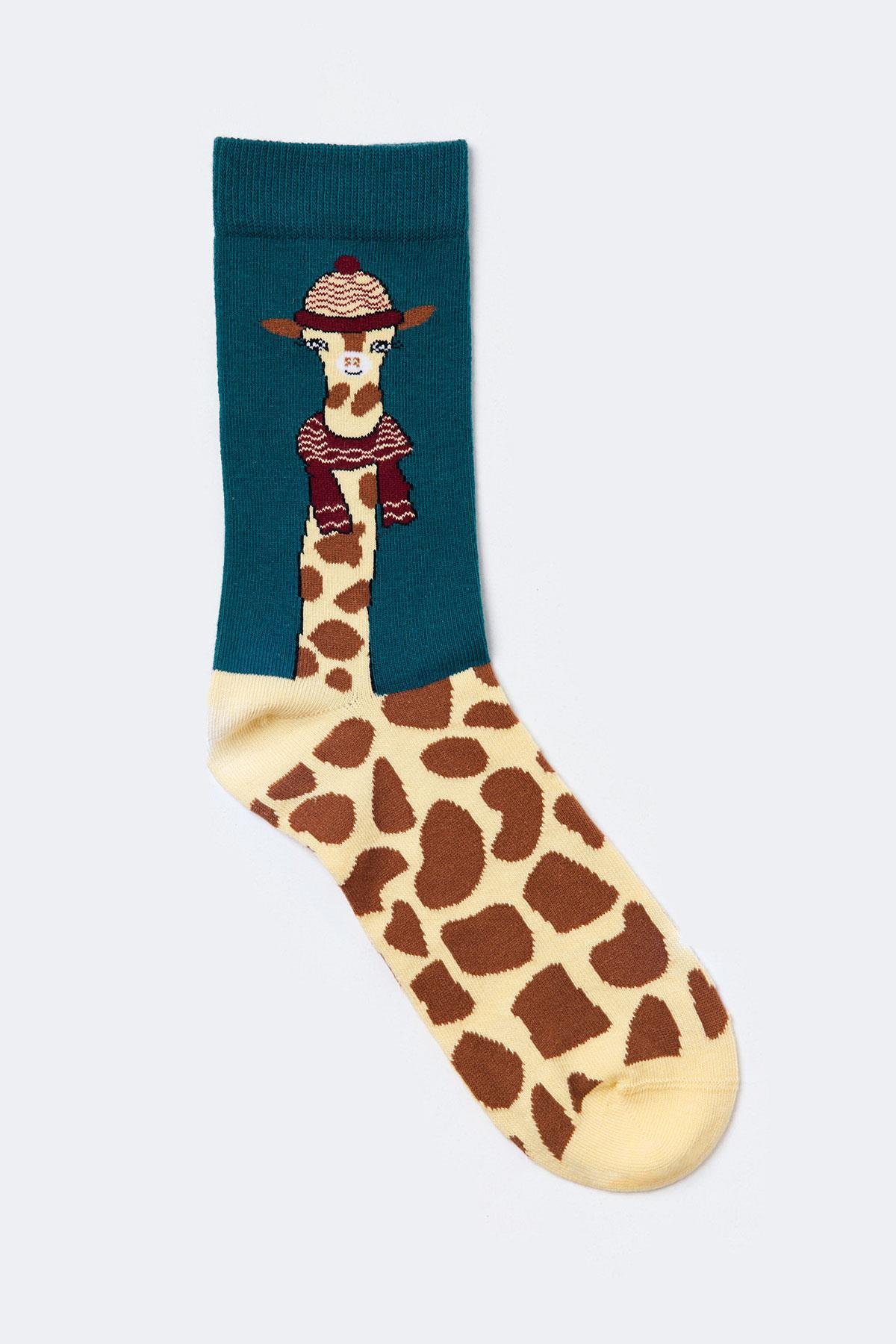 Giraffe Art Soket Çorap Desenli