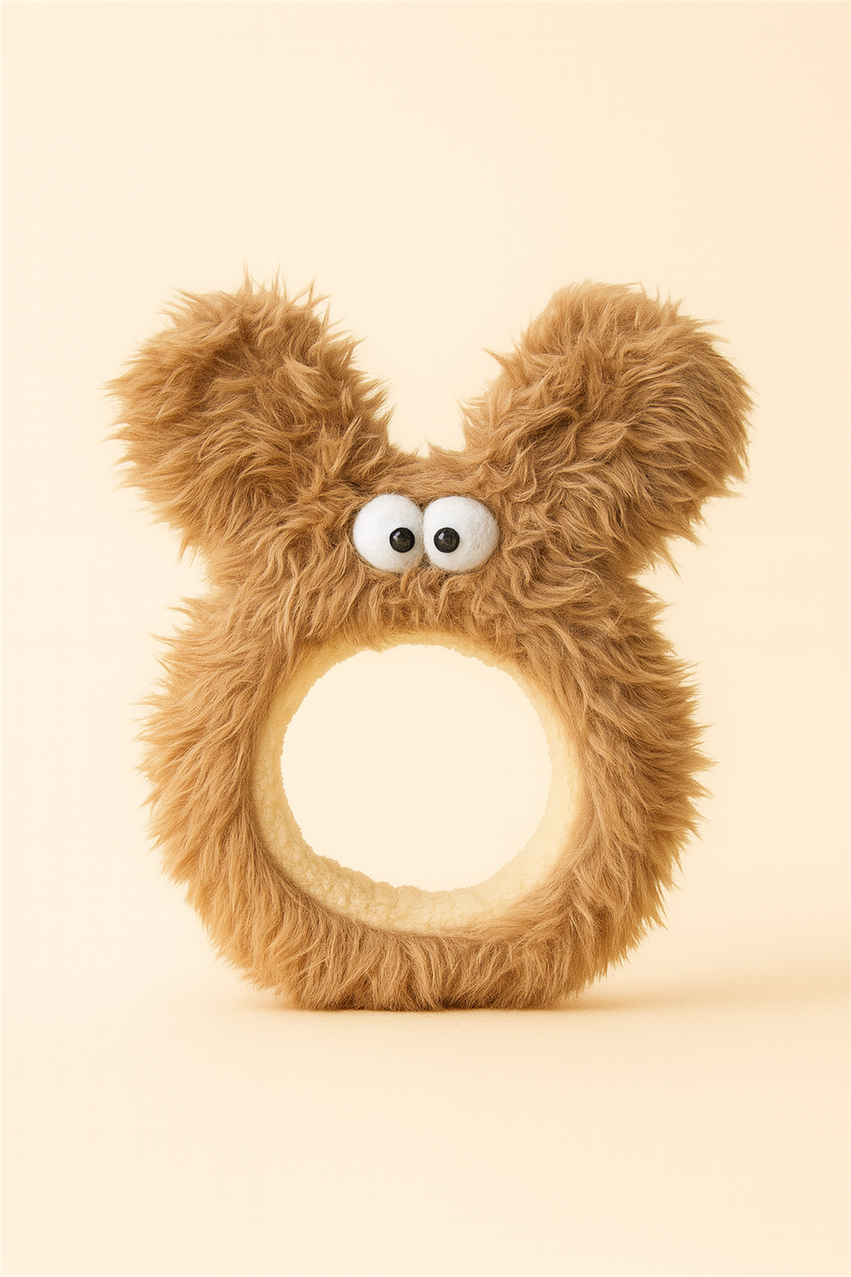 Göz Aksesuarlı Kulaklı Tüylü Saç Bandı Kahverengi