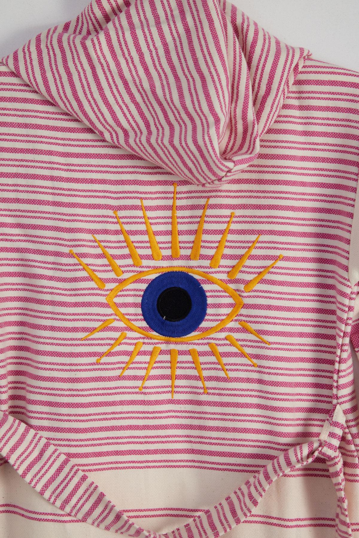 Göz Nakış Kız Çocuk Peştemal Ekru/Pembe