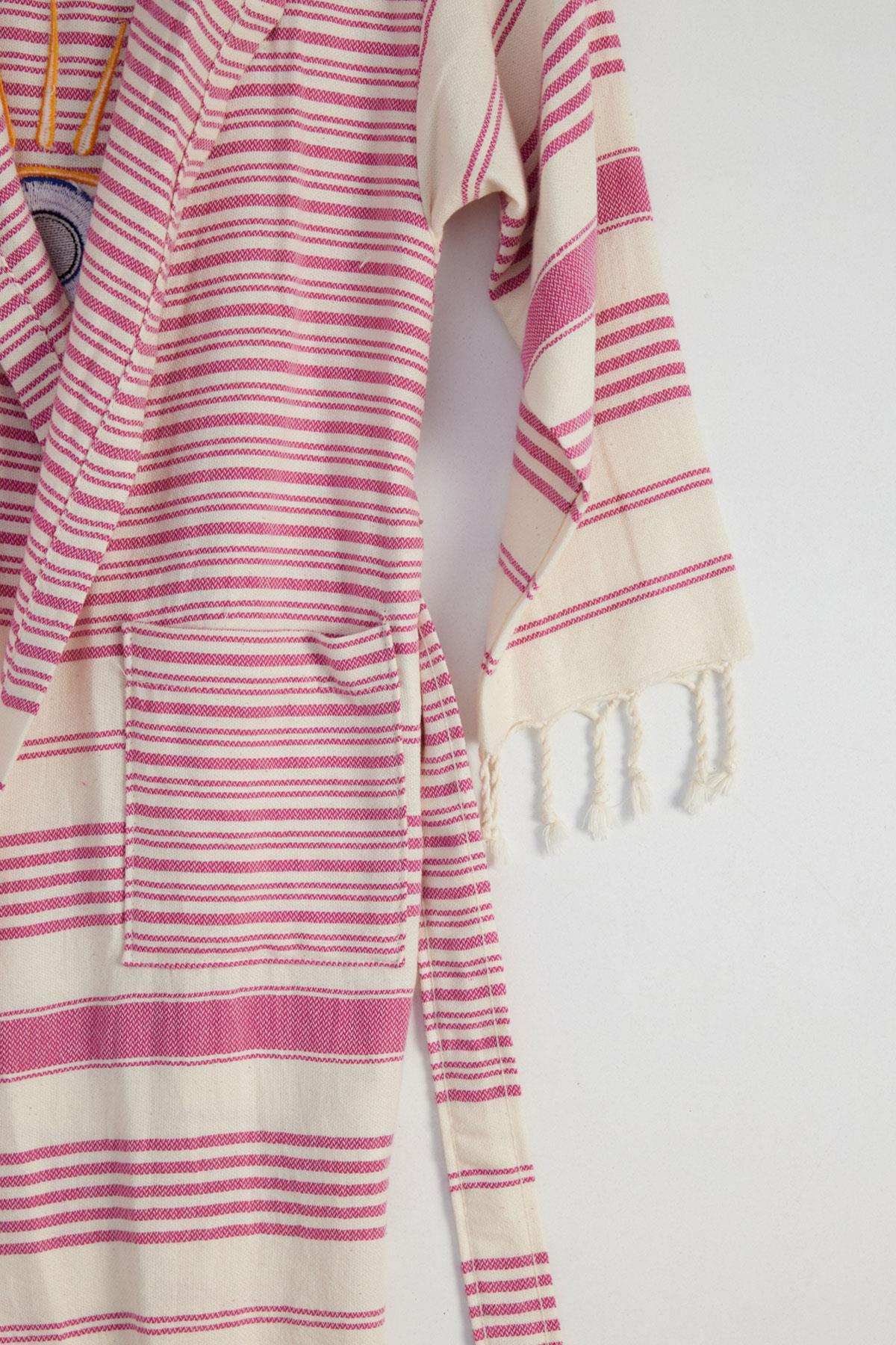 Göz Nakış Kız Çocuk Peştemal Ekru/Pembe