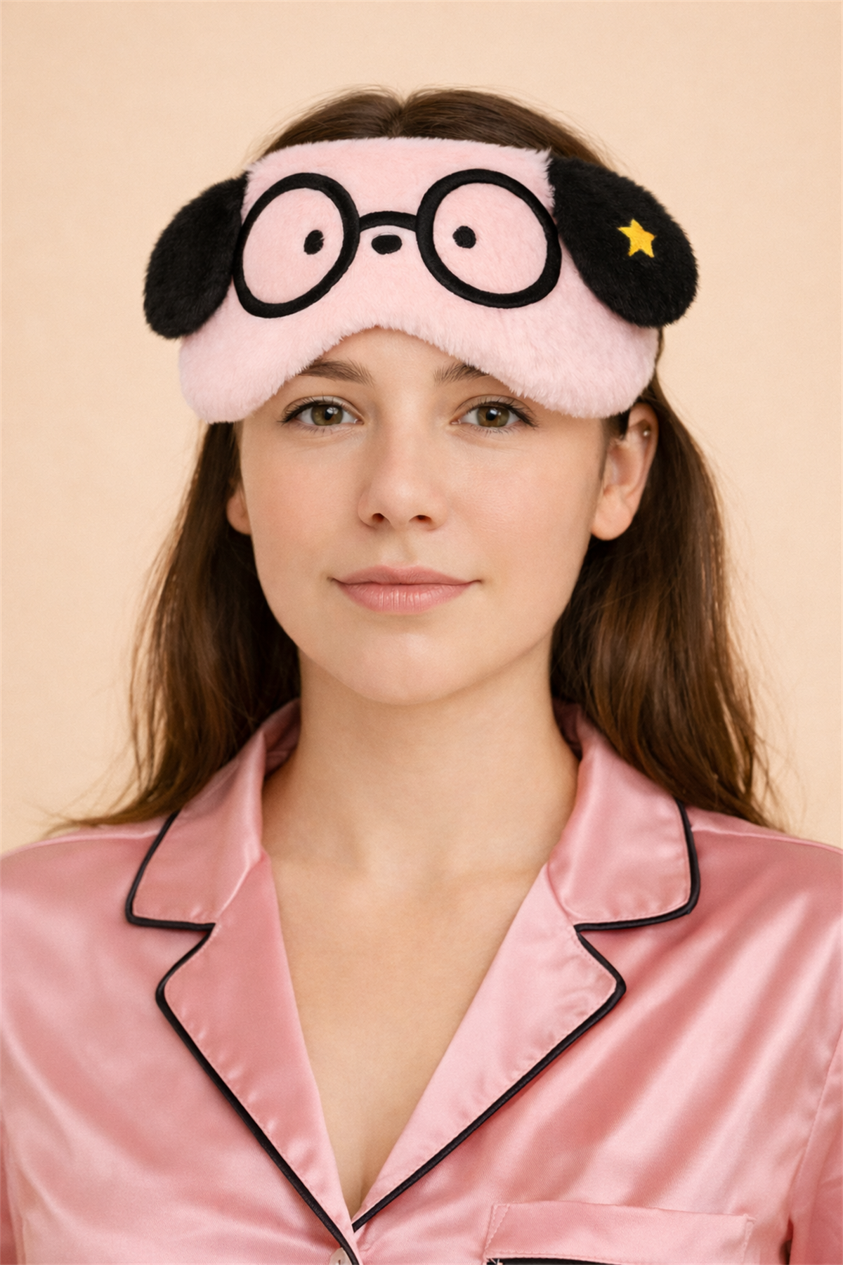 Gözlüklü Köpek Desenli Göz Uyku Bandı