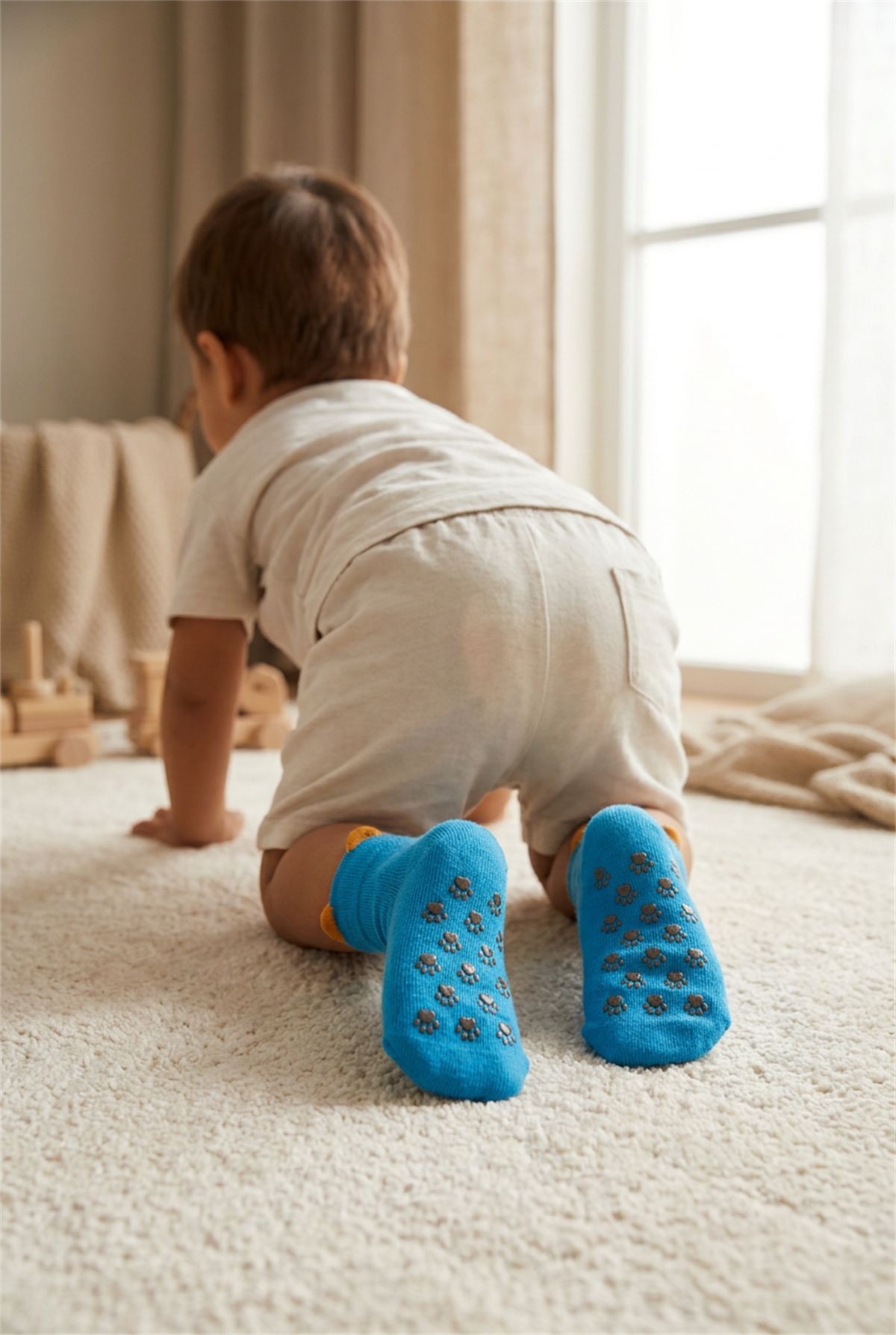 Animal Patterned Blue Baby Socks