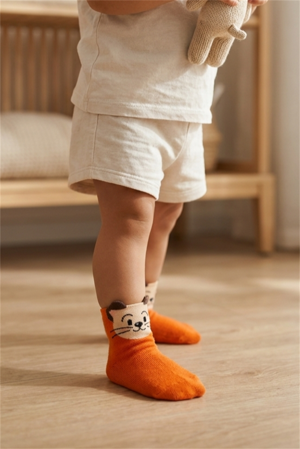 Animal Patterned Orange Baby Socket Socks