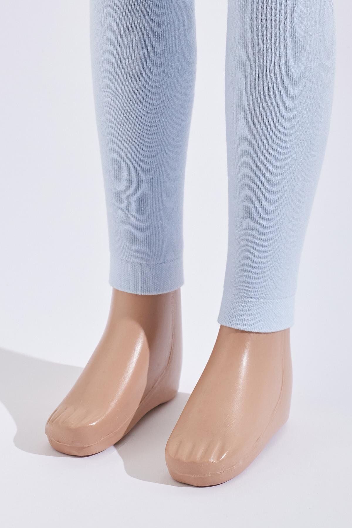 Towel Lined Childrens Leggings Baby Blue