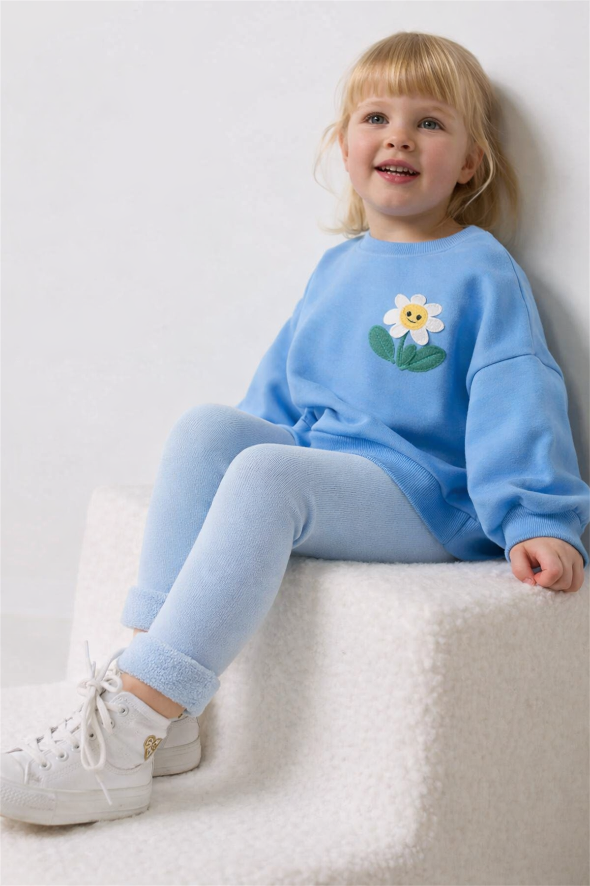 Childrens Tights With Towel Inside Baby Blue