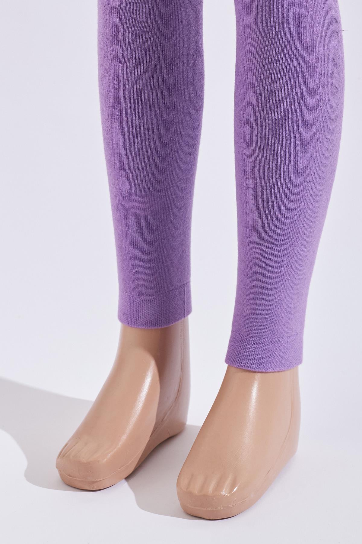 Fleece Lined Childrens Leggings Dark Purple