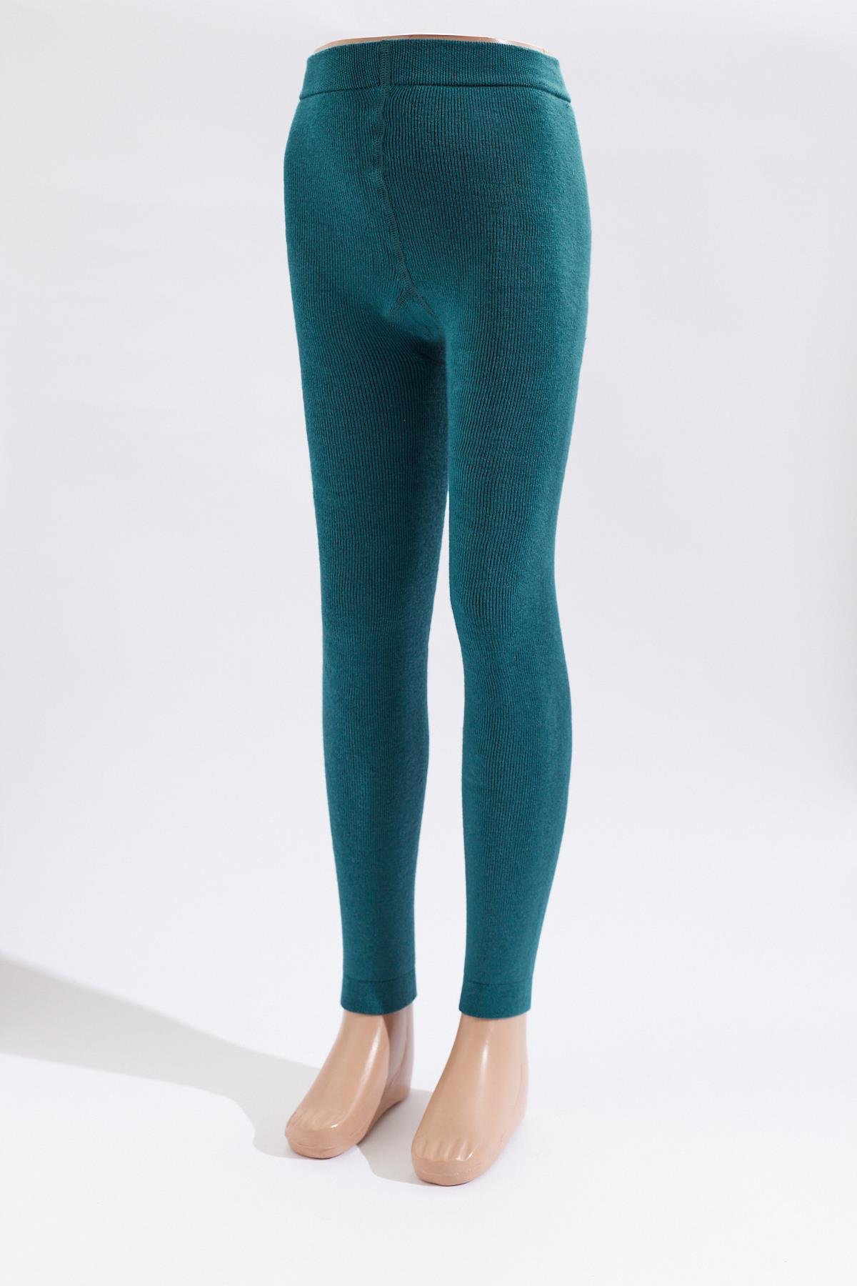 Childrens Leggings with Towel Interior Dark Green