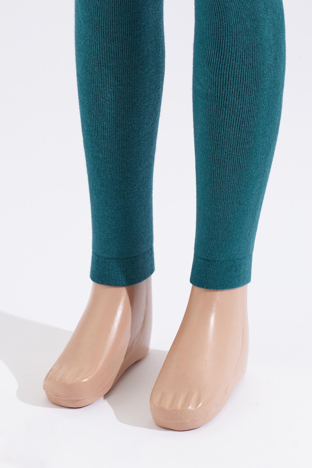 Childrens Leggings with Towel Interior Dark Green