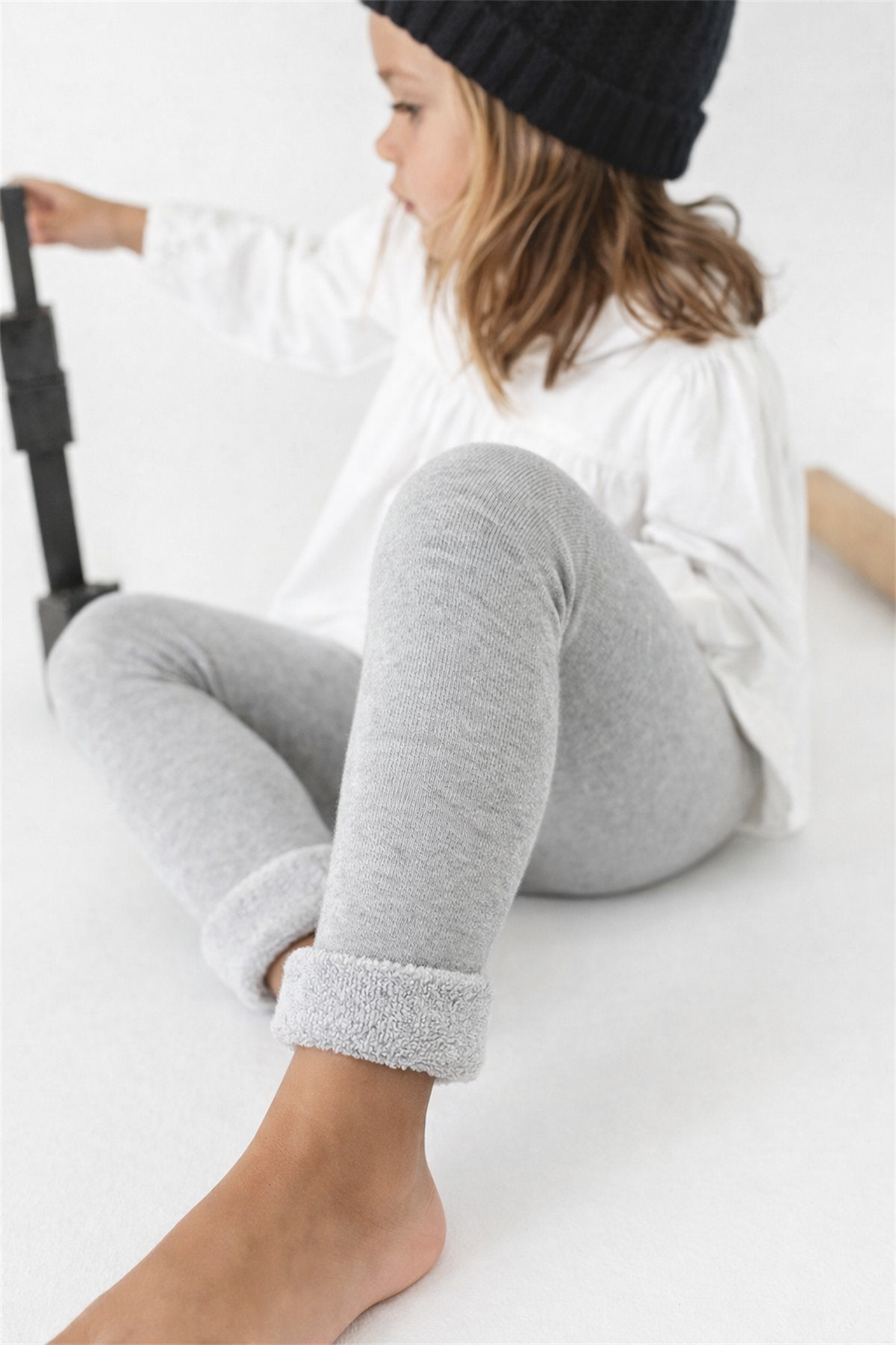 İçi Havlu Çocuk Tayt Gri