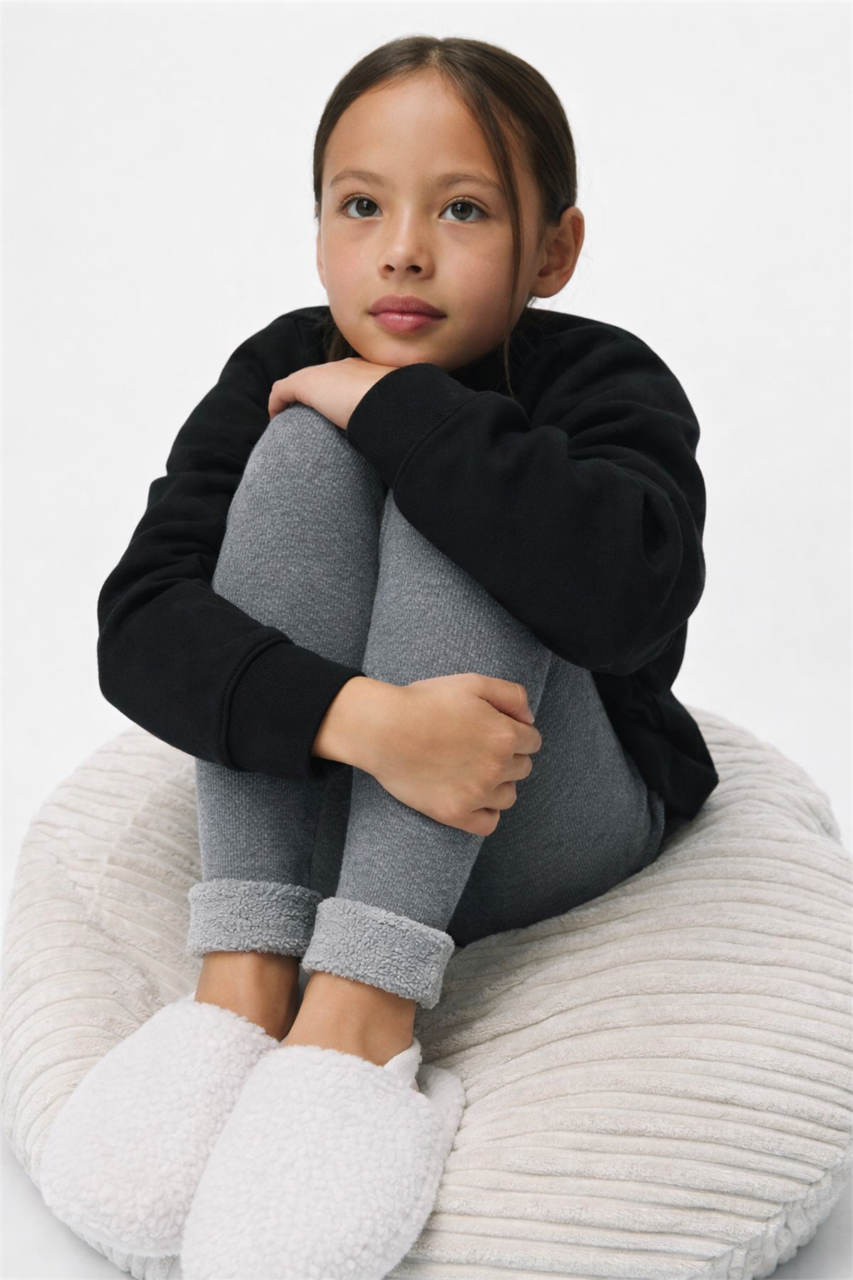 İçi Havlu Çocuk Tayt Gri Melanj
