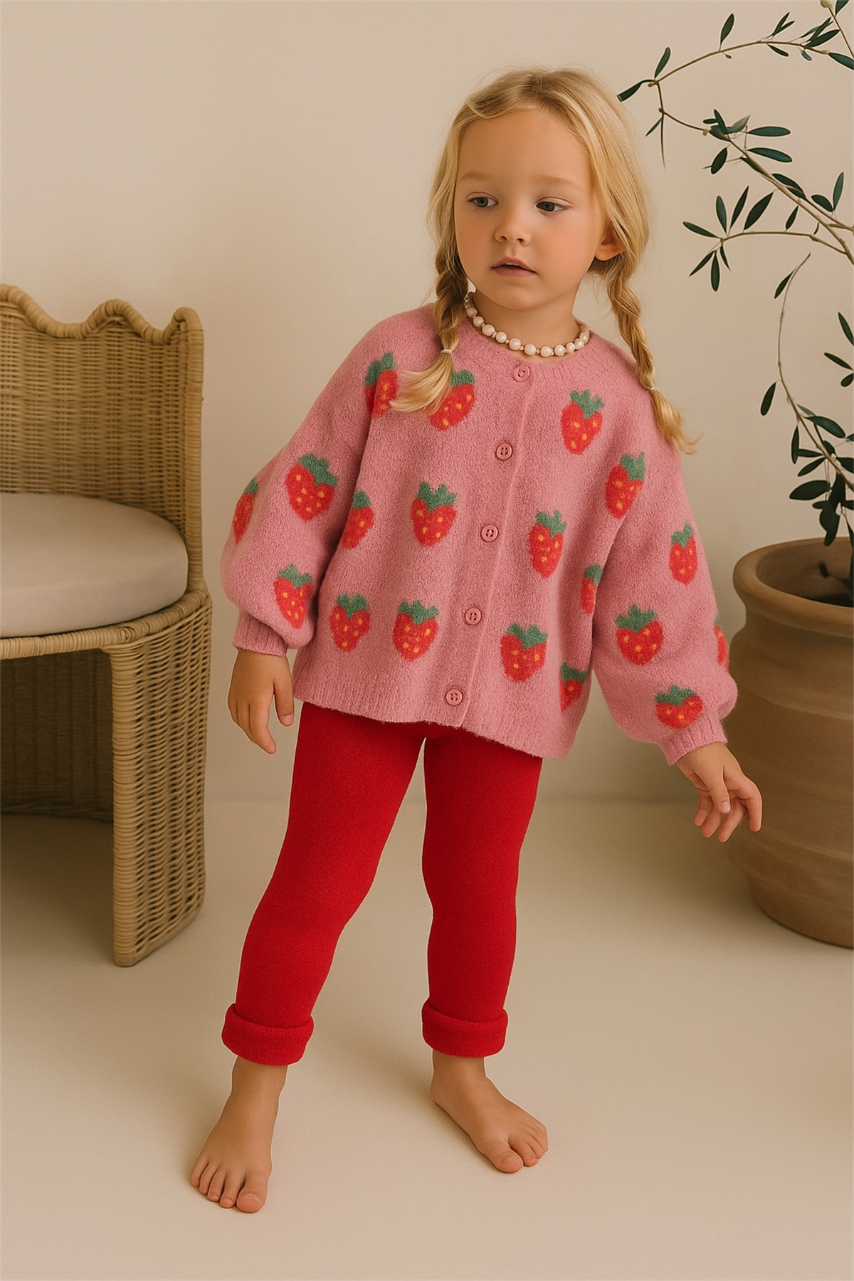 İçi Havlu Çocuk Tayt Kırmızı 