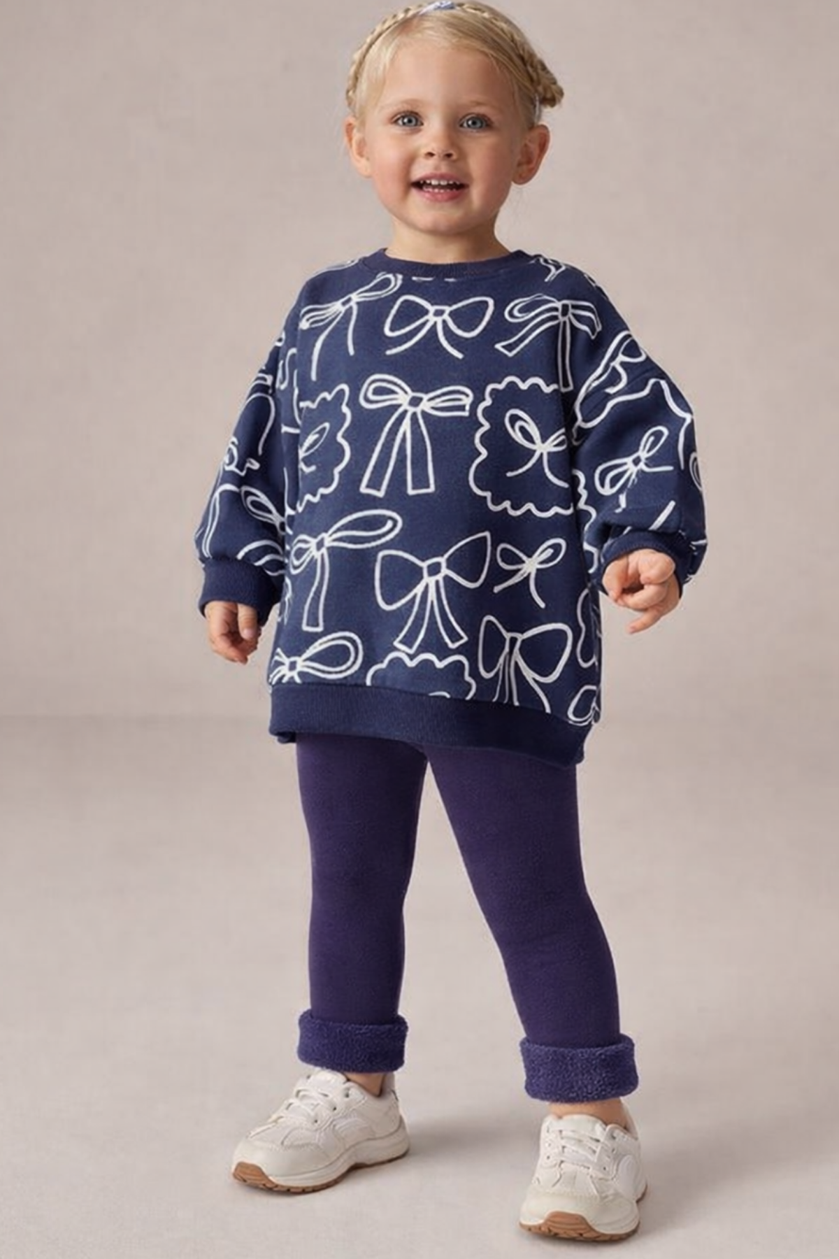 Childrens Tights With Towel Inside Navy Blue Melange