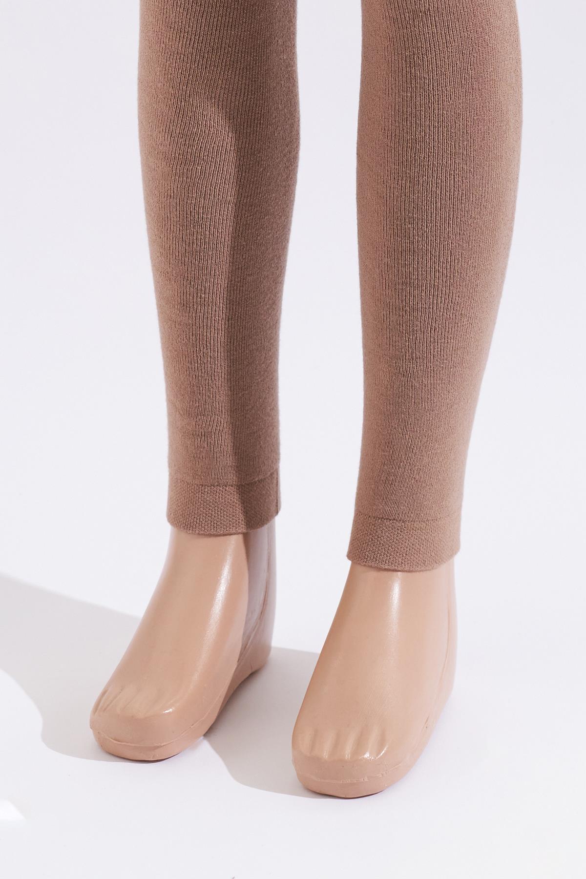 Childrens Tights With Towel Inside Light Brown
