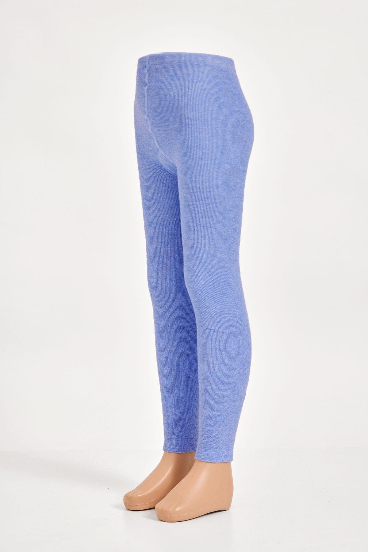 İçi Havlu Çocuk Tayt Mavi Melanj