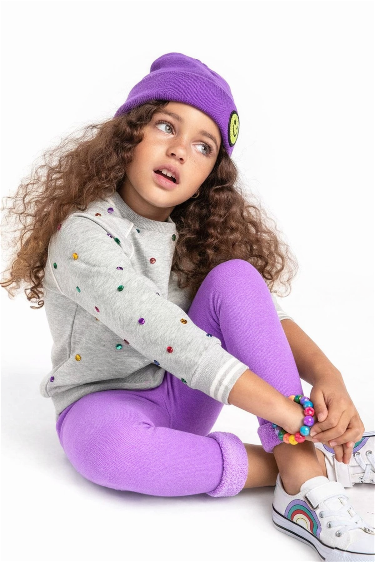 İçi Havlu Çocuk Tayt Mor