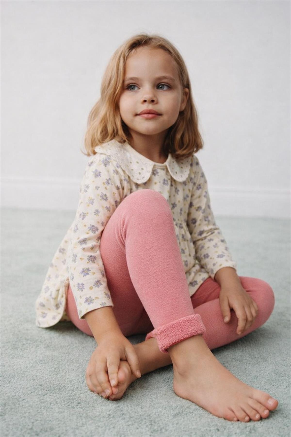 Childrens Tights With Towel Inside Peach C.