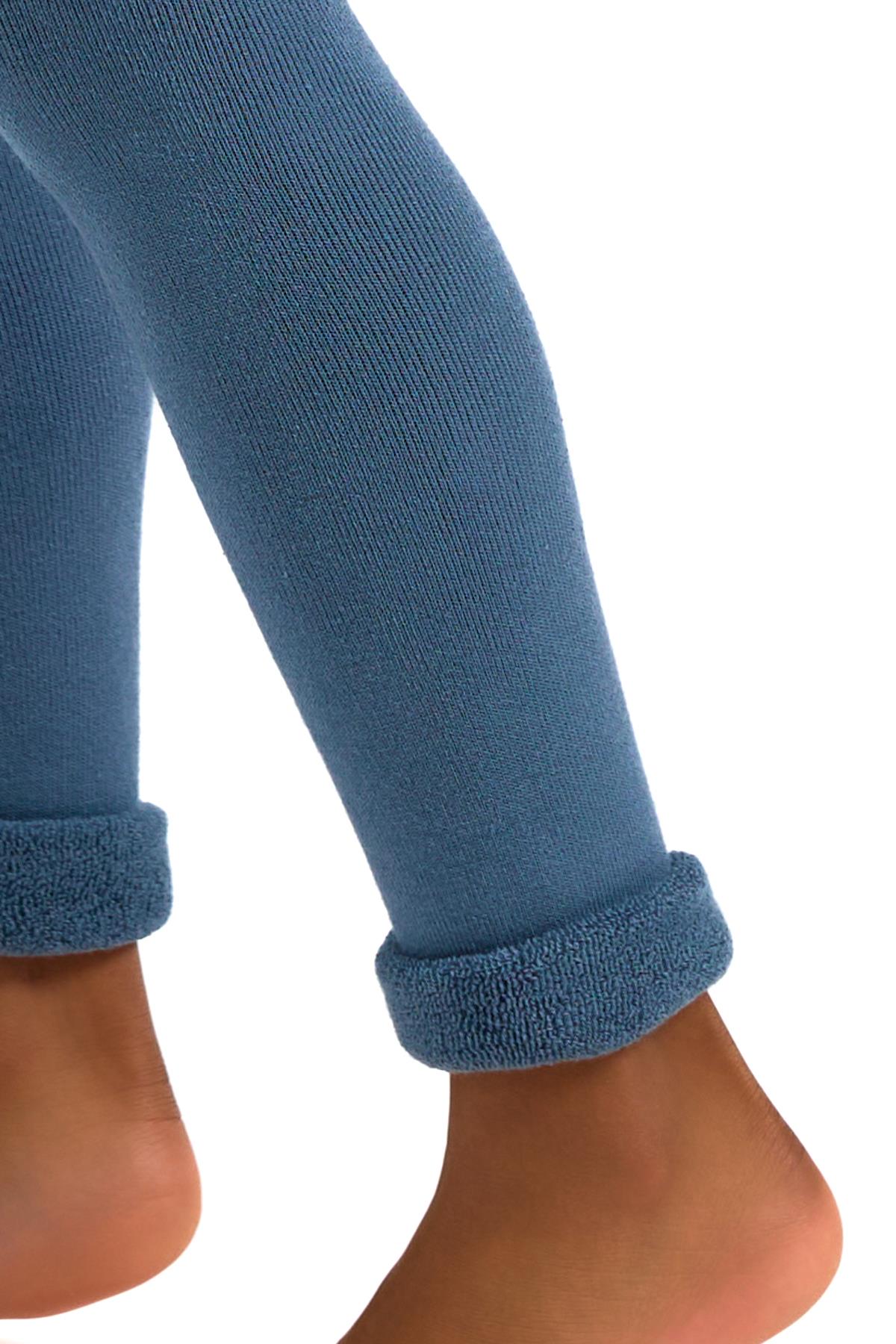 Towel-Lined Childrens Leggings Petrol Green