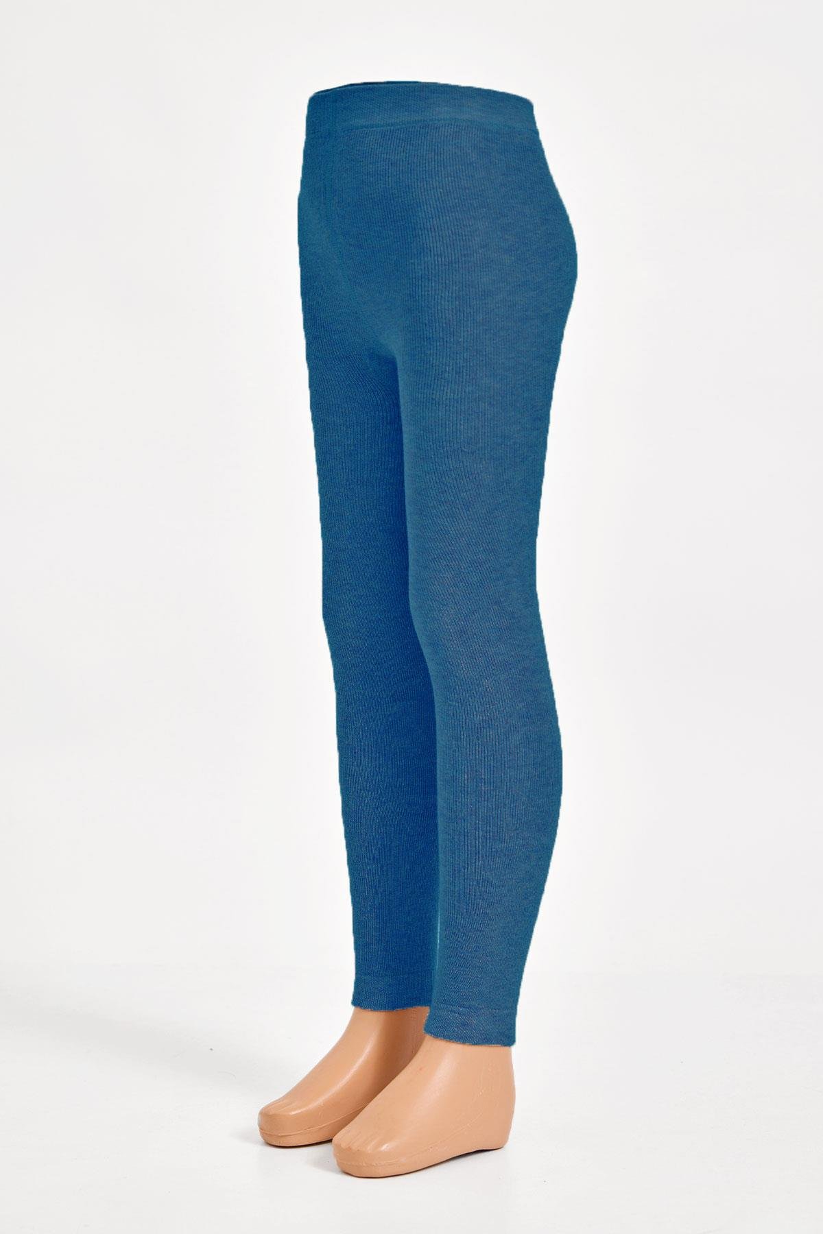 Towel-Lined Childrens Leggings Petrol Green