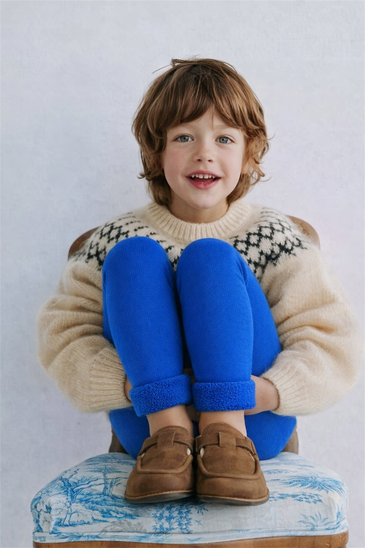 İçi Havlu Çocuk Tayt Saks Mavisi