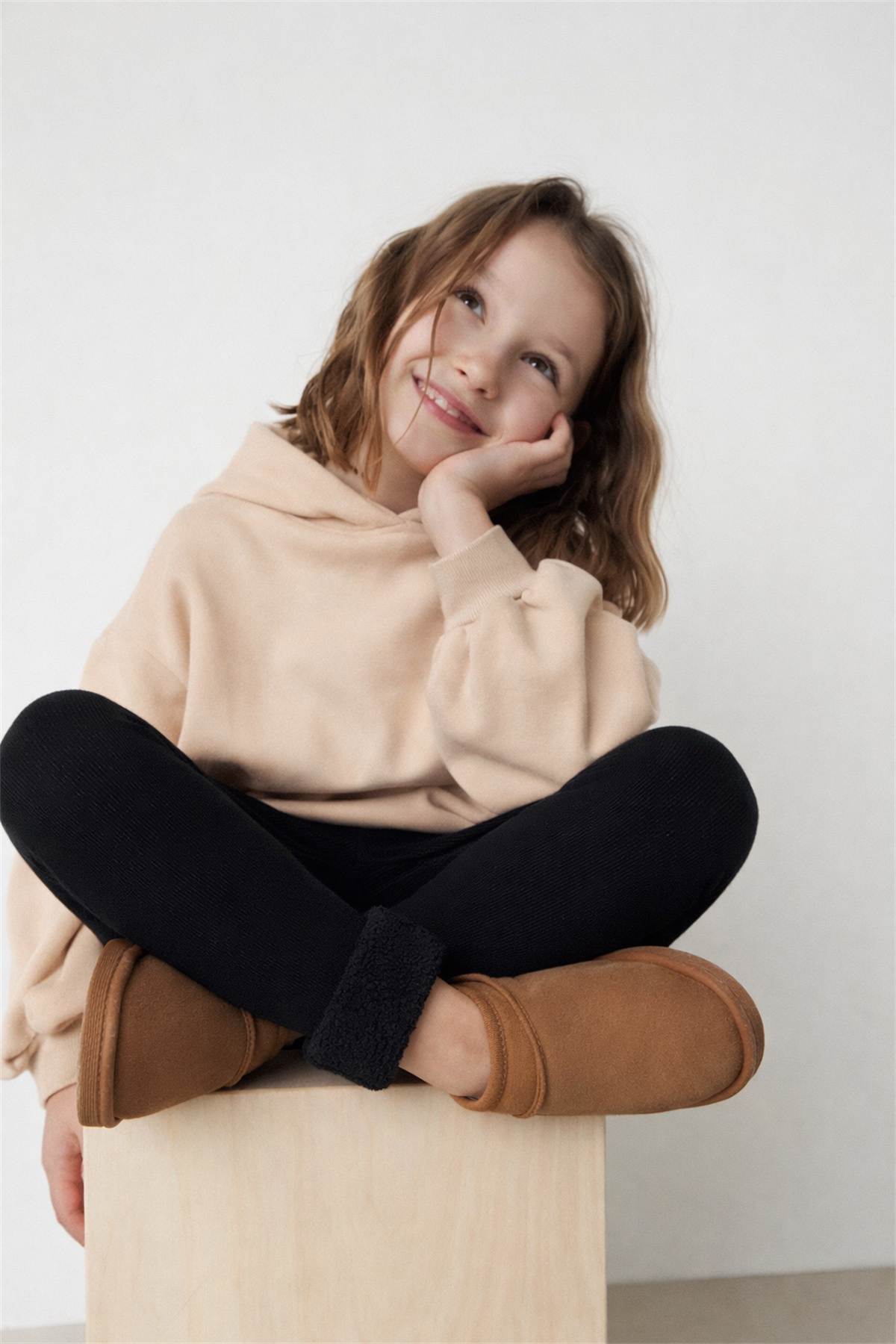 İçi Havlu Çocuk Tayt Siyah