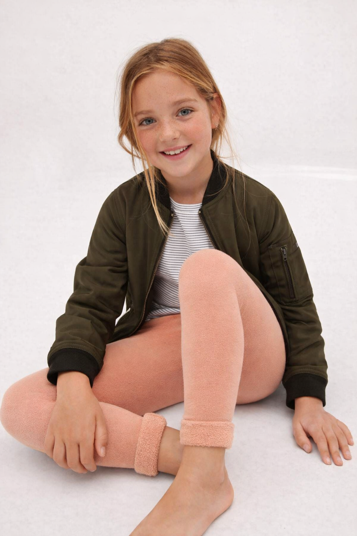 İçi Havlu Çocuk Tayt Somon