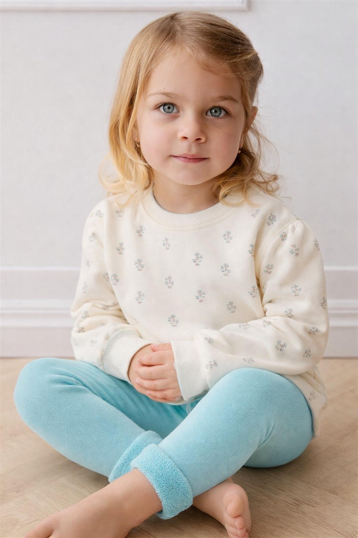 İçi Havlu Çocuk Tayt Turkuaz