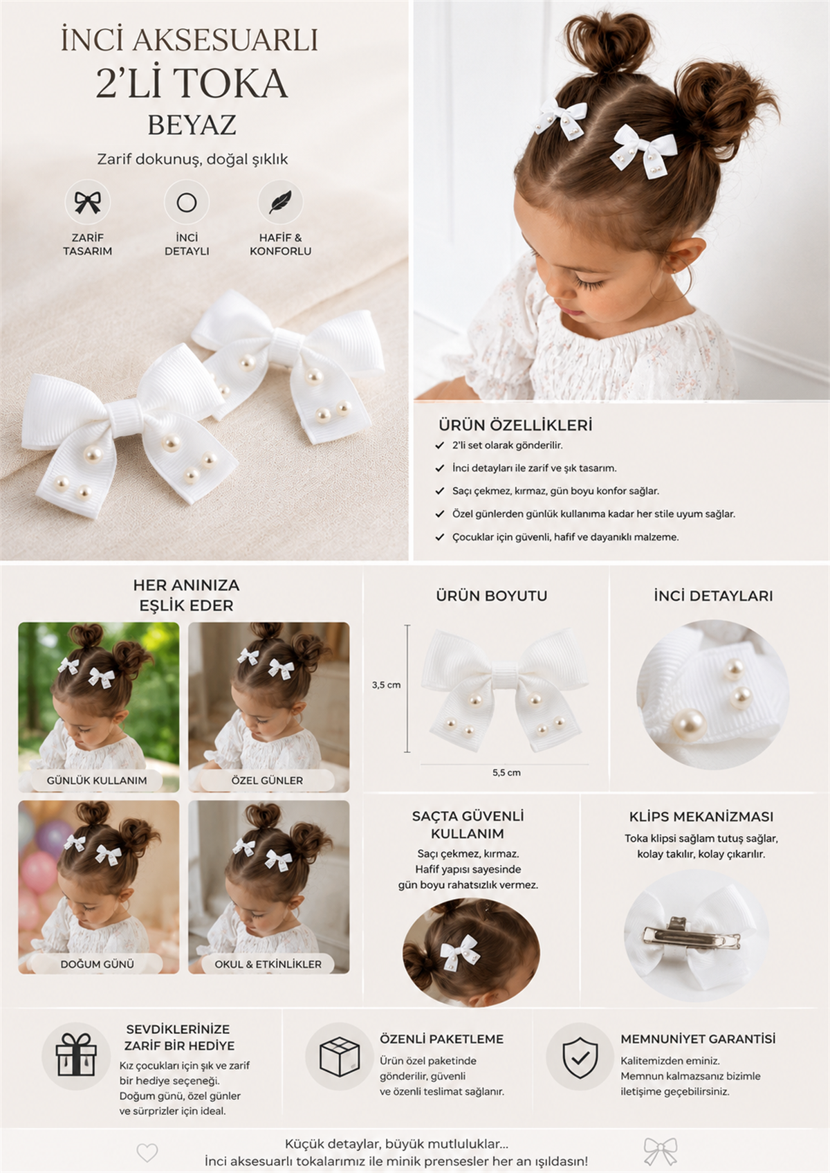 2-Piece Buckle With Pearl Accessory White