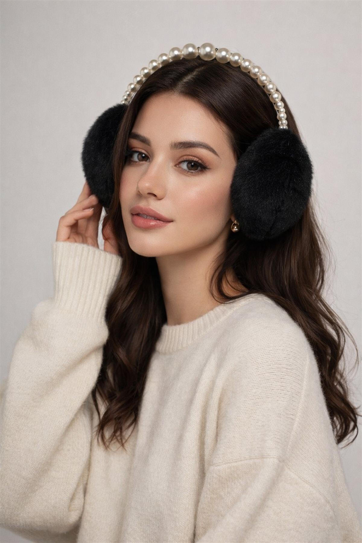 İnci Detaylı Kulaklık Siyah