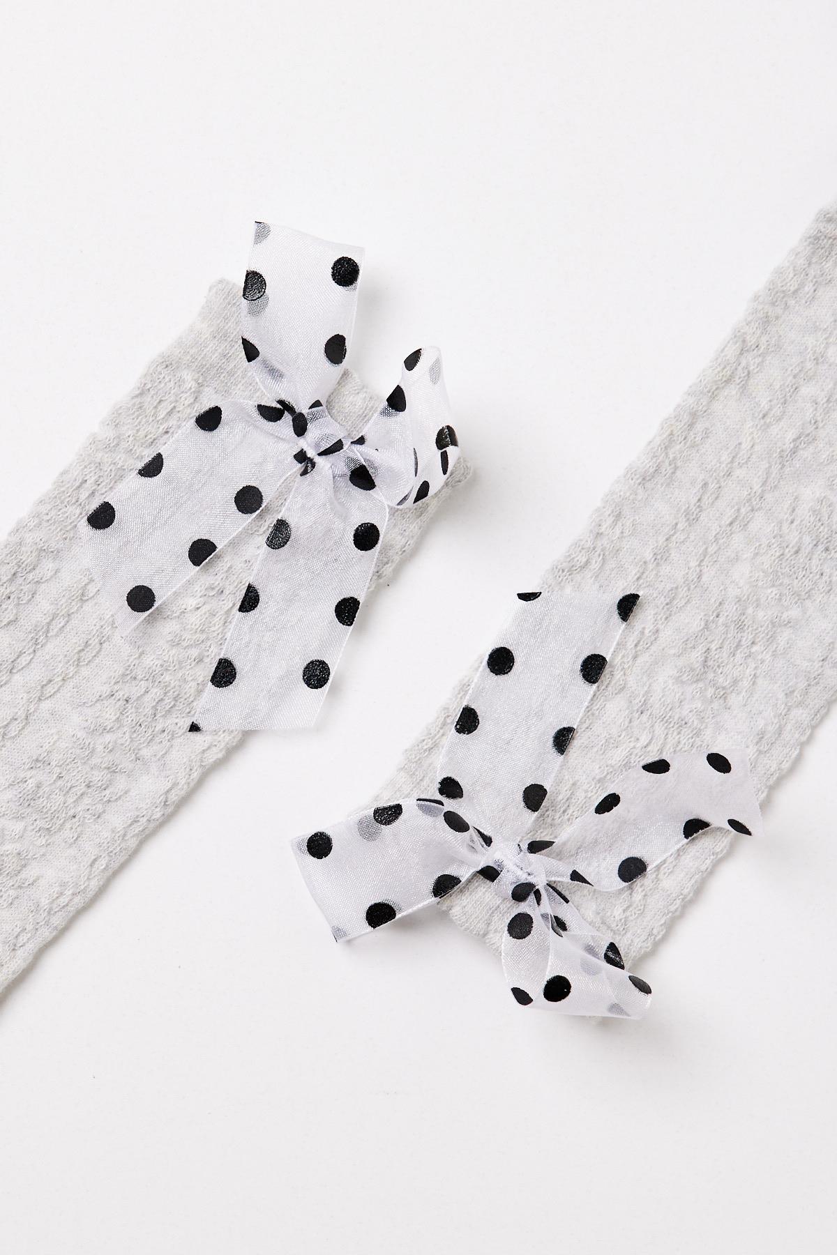 Jakarlı Kız Çocuk Dizaltı Çorap Gri Melanj