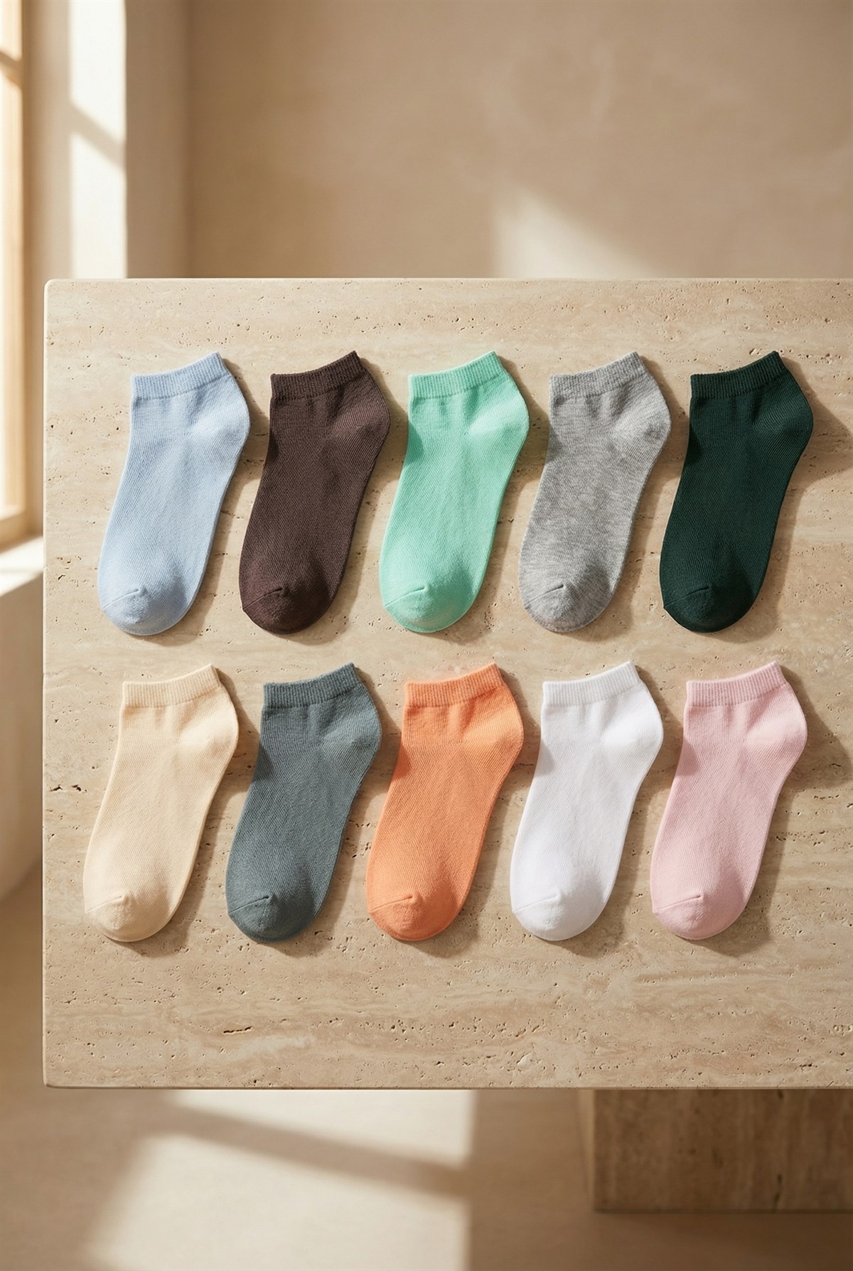 Kadın 10lu Renkli Step Çorap